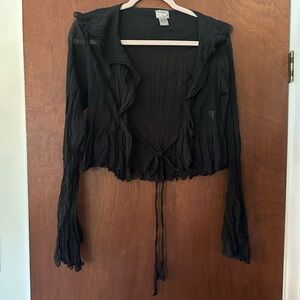 y2k sheer frilly shrug